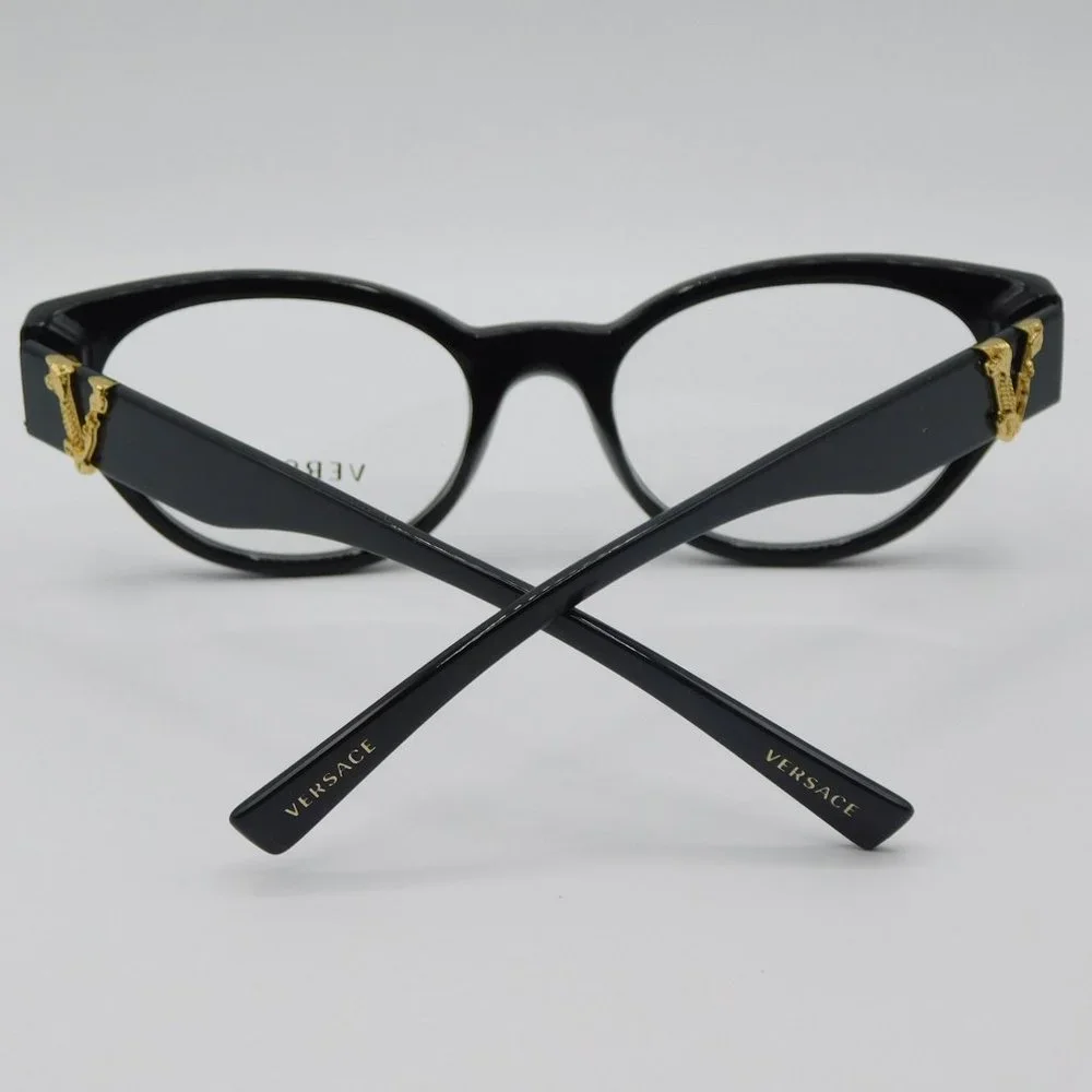 NEW VERSACE VE3282 GB1 BLACK CAT EYE WOMEN AUTHENTIC EYEGLASSES 53-19-140 - Picture 7 of 11